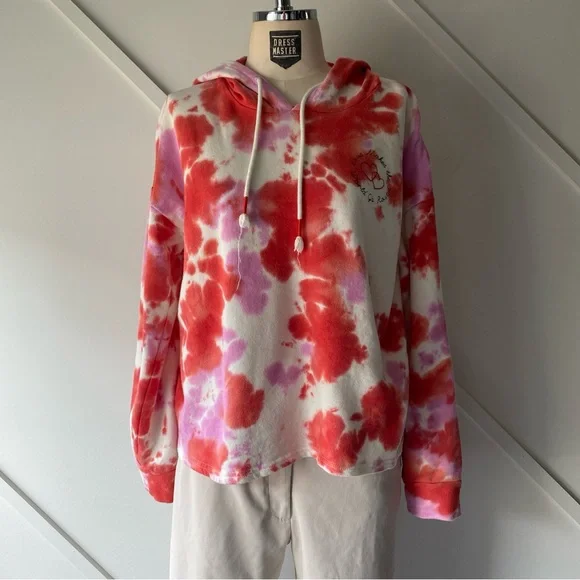 PJ Salvage Daydream Doodles Tie Dye Hoodie S | Oversized Cozy Terry Pullover | - Picture 3 of 14